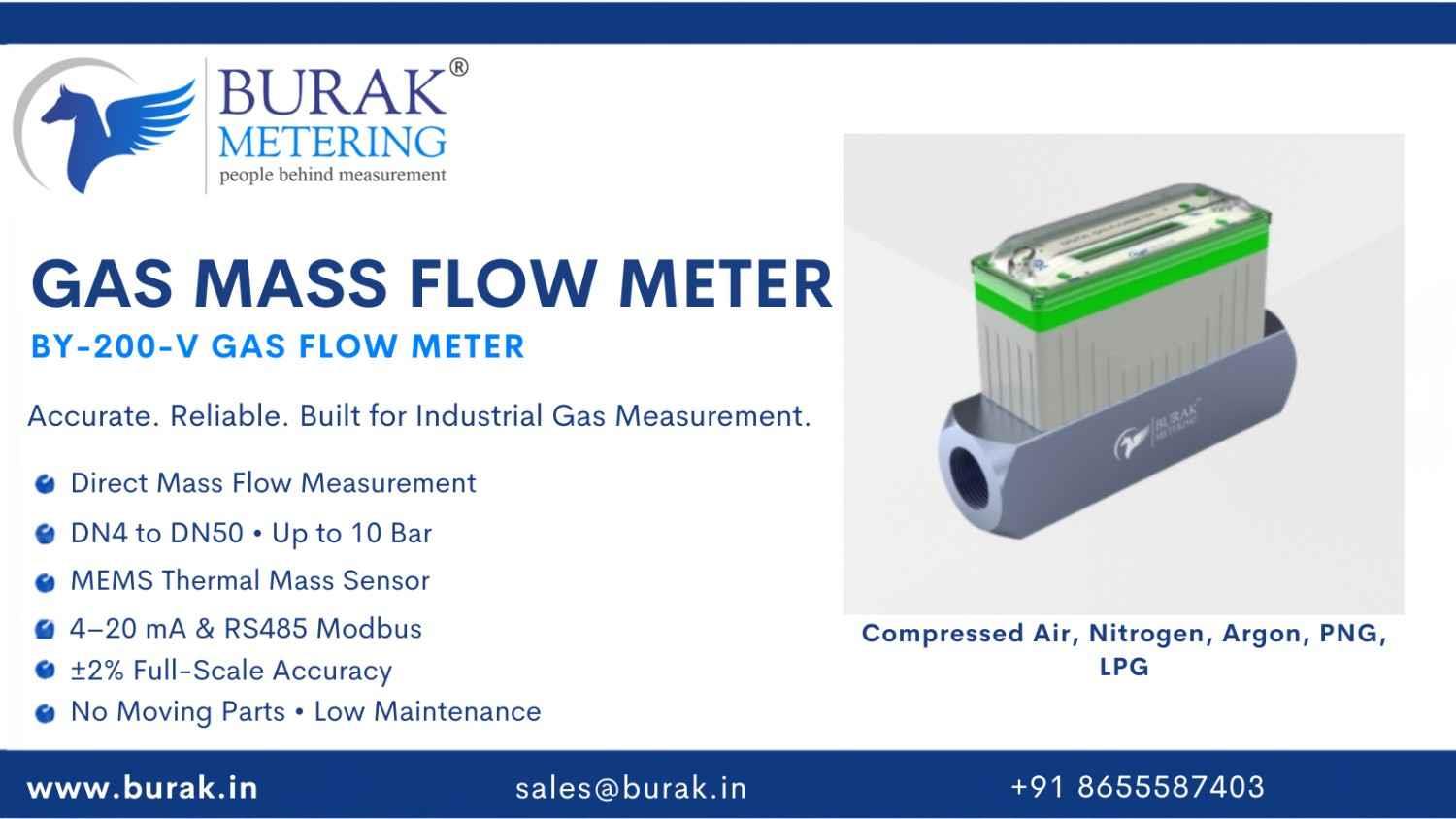 Thermal Mass Flow Meter for Gas Measurement