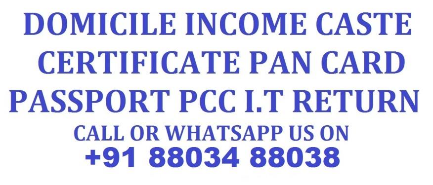 Domicile Income Certificate Pan Card Services Call Now 88034 88038